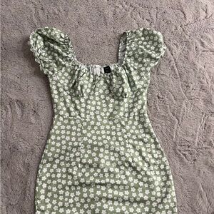 SHEIN Green Ruched Bodycon Mini Dress